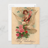 Vintage Cherub Mijn Valentijn Feestdagenkaart (Voorkant / Achterkant)