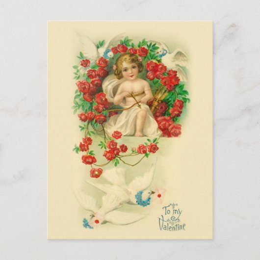 Vintage Cherub Valentijn Briefkaart (Voorkant)