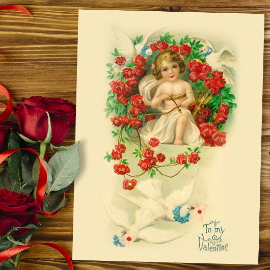 Vintage Cherub Valentijn Briefkaart