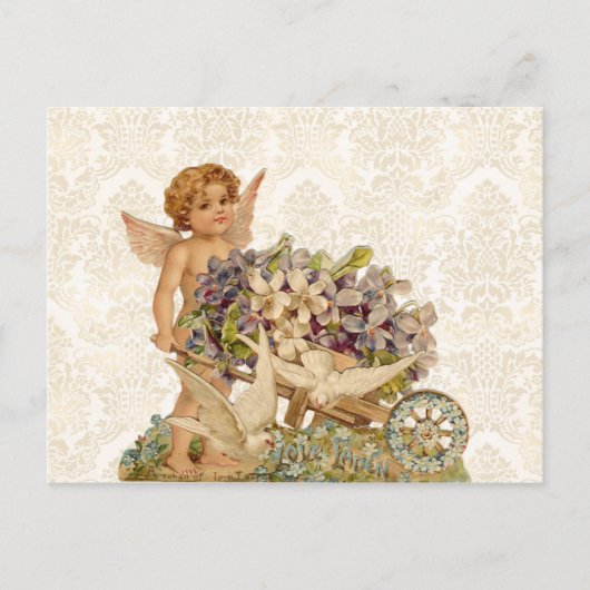 Vintage Cherub Valentijn Briefkaart (Voorkant)