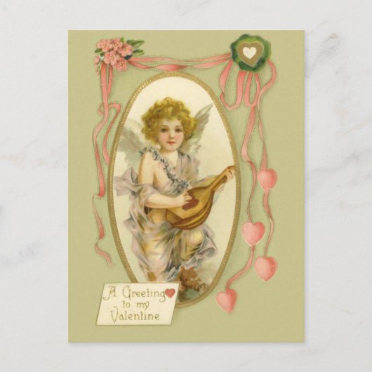 Vintage Cherub Valentijn Briefkaart (Voorkant)