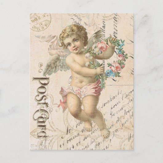 Vintage cherub Valentine postcard Feestdagenkaart (Voorkant)