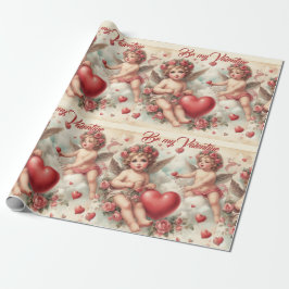 Vintage cherubijnen engelen cadeaupapier