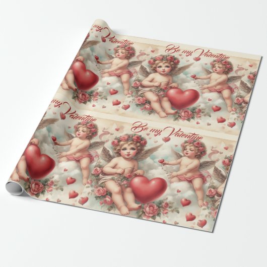 Vintage cherubijnen engelen cadeaupapier (Uitgerold)