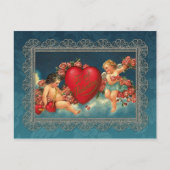 Vintage Cherubs en Valentijn Heart Feestdagenkaart (Voorkant)