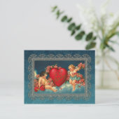 Vintage Cherubs en Valentijn Heart Feestdagenkaart (Staand voorkant)