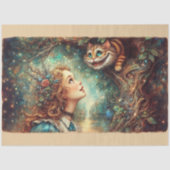 Vintage Cheshire Cat Fantasy Fairytale Decoupage Tissuepapier (Voorkant)