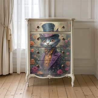 Vintage Cheshire Kat Mad Hatter Theepartij Gotisch Tissuepapier