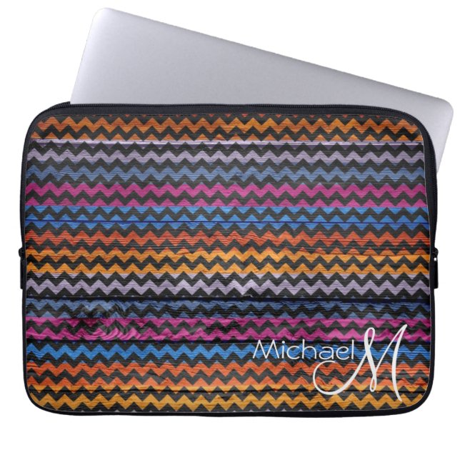 Vintage Chevron Hout Abstract #5 Laptop Sleeve (Voorkant)
