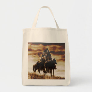 Vintage Cheyenne Warriors Grunge Grocery Canvas ta Tote Bag