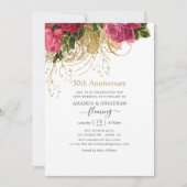 Vintage Chic Bloem 50ste Trouwdag Kaart (Voorkant)
