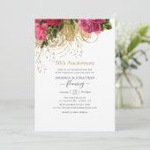 Vintage Chic Bloem 50ste Trouwdag Kaart (Staand voorkant)