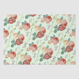 Vintage chic bloempatroon op zachte groene achterg tissuepapier