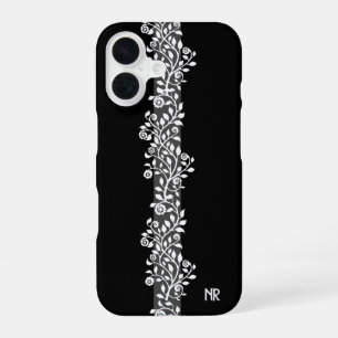 Vintage Chic Bloemrijke Elegante Gotische Zwarte M iPhone 16 Hoesje