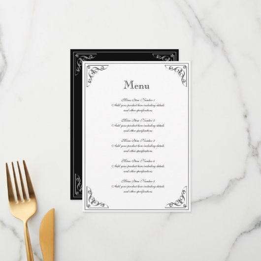 Vintage chic bloemrijke rand bruiloft menu sjabloo (Voorkant / Achterkant in situ)