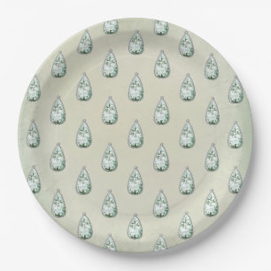 Vintage chic diamant turquoise rijnsteen patroon papieren bordje