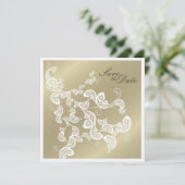 Vintage Chic Elegante Bloem Pauw Save The Date (Staand voorkant)