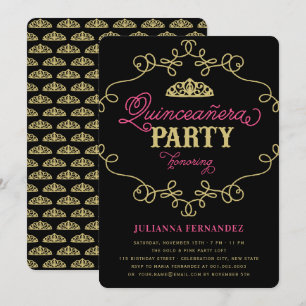 Vintage Chic Flourish Quinceanera Verjaardagsfeest Kaart