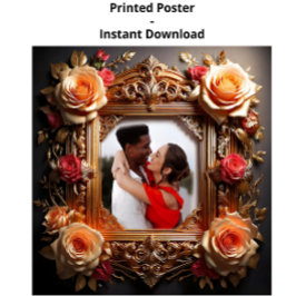 Vintage Chic Fotolijst met Rozen en Ornamenten Perfect Poster