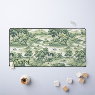 Vintage Chic Groene Toile de Jouy Bomen Aangepaste Bureaumat