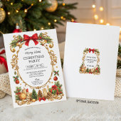Vintage Chic Kader met Rode Strik Kerstfeest Kaart