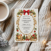 Vintage Chic Kader met Rode Strik Kerstfeest Kaart