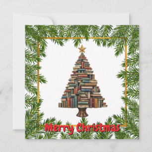 Vintage Chic Leuke Kleurrijke Kerst Boek Boom Feestdagenkaart