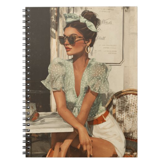 Vintage Chic Mode Vrouw Spiraal Notebook Notitieboek (Voorkant)