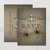 Vintage chic pauwenbruiloft RSVP-uitnodiging Uitnodiging Briefkaart (Voorkant / Achterkant)