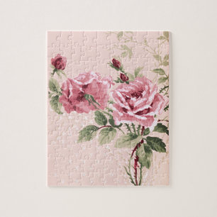 Vintage Chic Pink Roses, Branches & Vines Legpuzzel