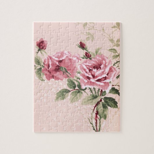 Vintage Chic Pink Roses, Branches & Vines Legpuzzel (Verticaal)