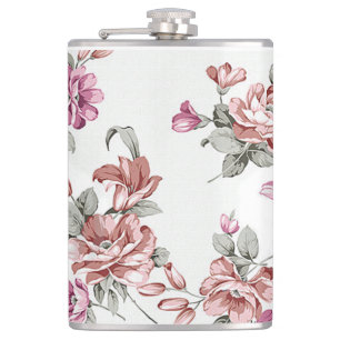 Vintage Chic Verschoten Meisjesachtige Bloemen Heupfles