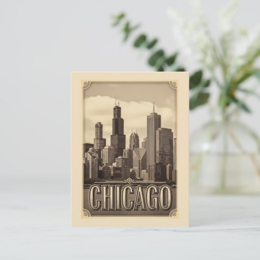 vintage chicago city briefkaart (Staand voorkant)