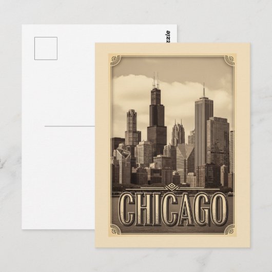 vintage chicago city briefkaart (Voorkant / Achterkant)