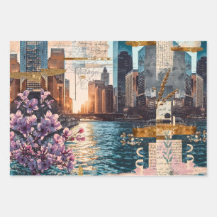 Vintage Chicago Collage Urban Reverie Inpakpapier Vel