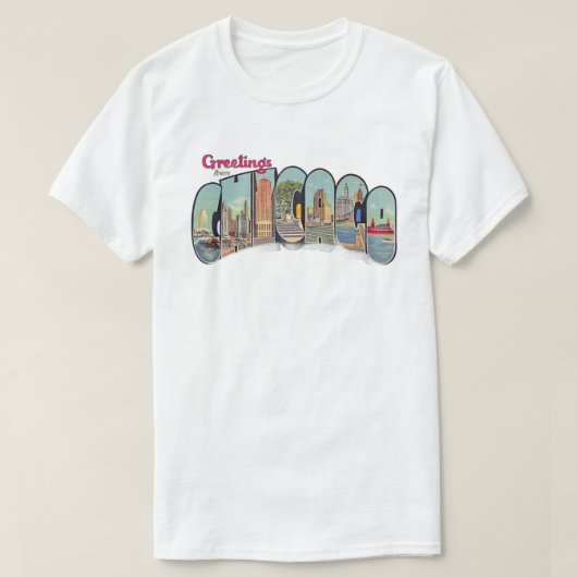 Vintage Chicago Groeten T Shirt (Design voorkant)