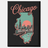 Vintage Chicago Illinois Stad Logo Magneet (Voorkant)