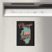 Vintage Chicago Illinois Stad Logo Magneet (Insitu (Vaatwasser))