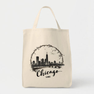 Vintage Chicago Illinois Stadssilhouet Retro Reis Tote Bag