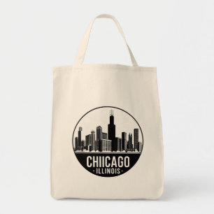 Vintage Chicago Illinois Stadssilhouet Retro Reis Tote Bag