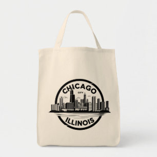 Vintage Chicago Illinois Stadssilhouet Retro Reis Tote Bag