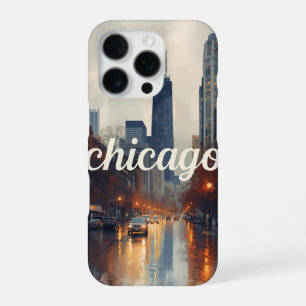 Vintage Chicago Illinois Stadssilhouet Retro Reize iPhone 16 Pro Hoesje