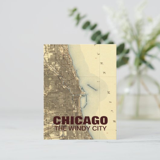 Vintage Chicago Map briefkaart (Staand voorkant)