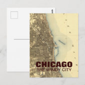 Vintage Chicago Map briefkaart (Voorkant / Achterkant)