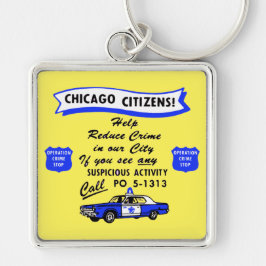 Vintage Chicago Politie Operatie Misdaad Stoppen Sleutelhanger