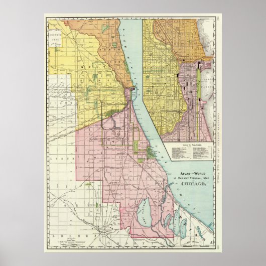 Vintage Chicago Railroad Map (1897) Poster (Voorkant)
