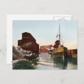 Vintage Chicago River Elevators 1900 Briefkaart (Voorkant / Achterkant)