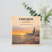 Vintage Chicago Silhouette Route 66 Zonsondergang (Staand voorkant)