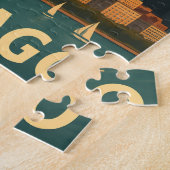 Vintage Chicago skyline, lake Michigan sailboat Legpuzzel (Zijkant)