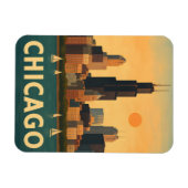 Vintage Chicago skyline, lake Michigan sailboat Magneet (Horizontaal)